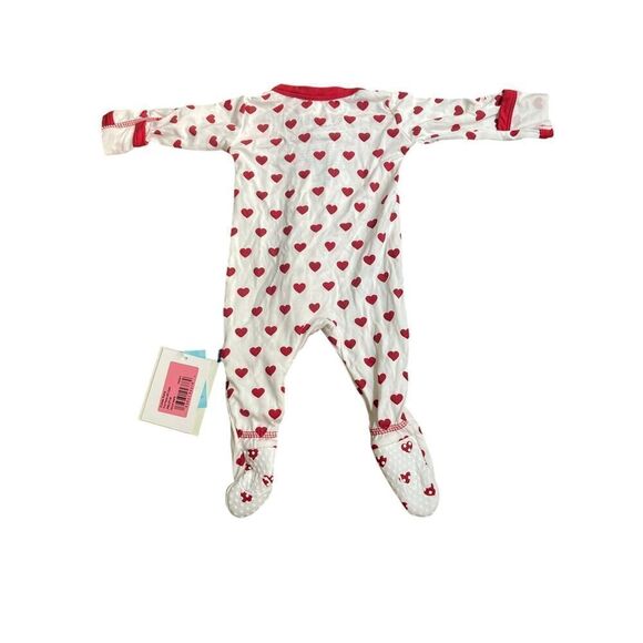 Kickee Pants NWT print footie with zipper natural hearts - Picture 1 of 4